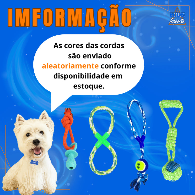 4 Brinquedo Pet Corda Resistente Interativo Cachorro Forte