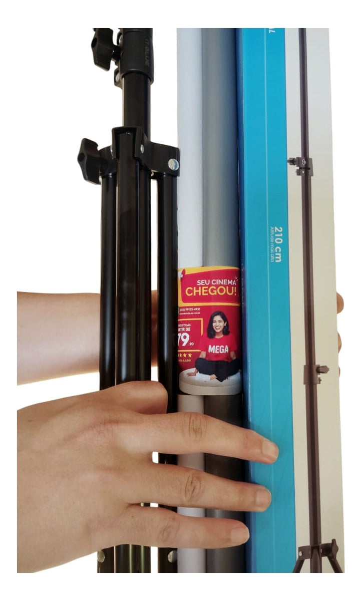2 Tripé Suporte Pedestal Tela Projeção Projetor Porta Banner Mega Telas 100 2T