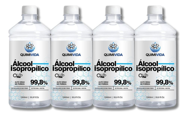 Kit 4 Álcool Isopropilico 1 Litro Limpa Tela