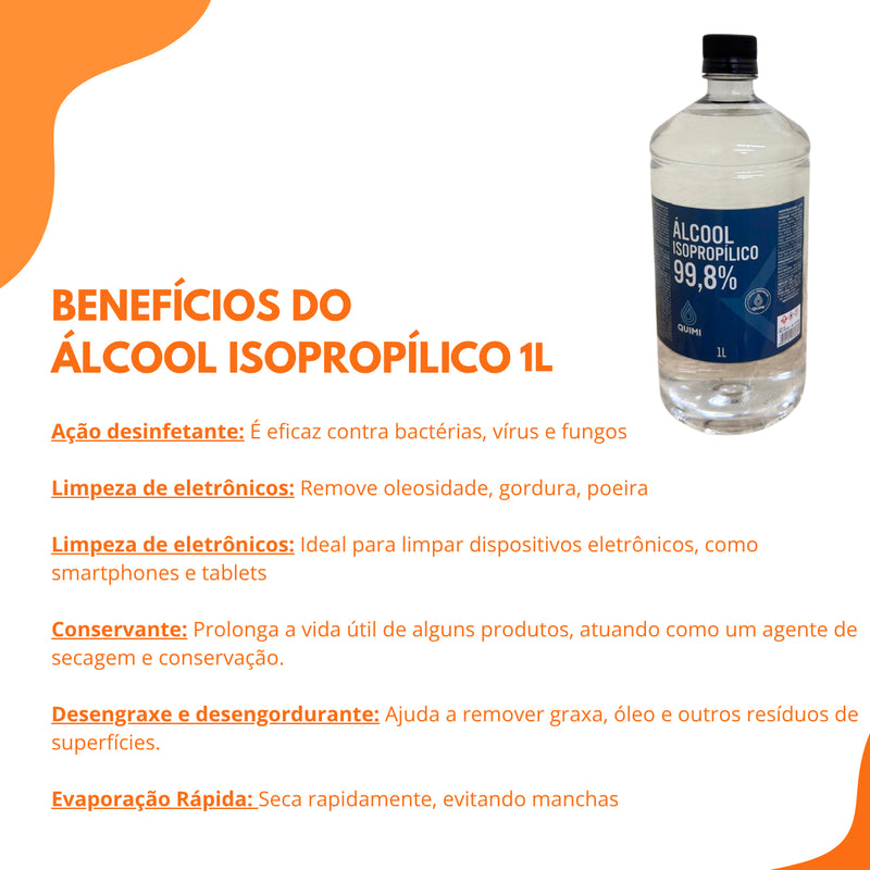 1l Álcool Isopropilico De Limpeza Para Uso Diversos