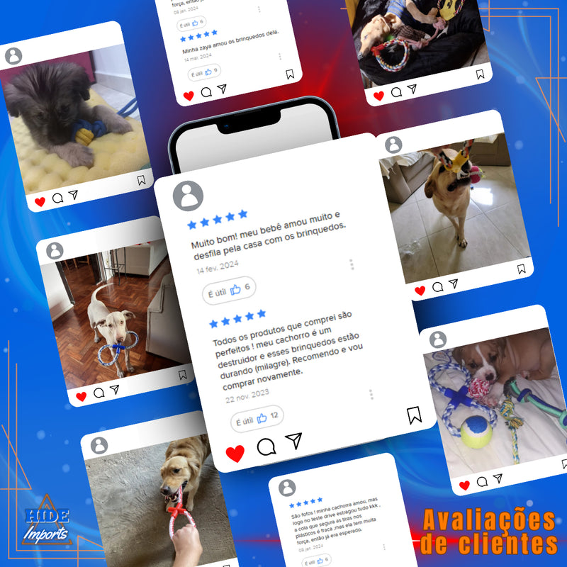 4 Brinquedo Pet Corda Resistente Interativo Cachorro Forte