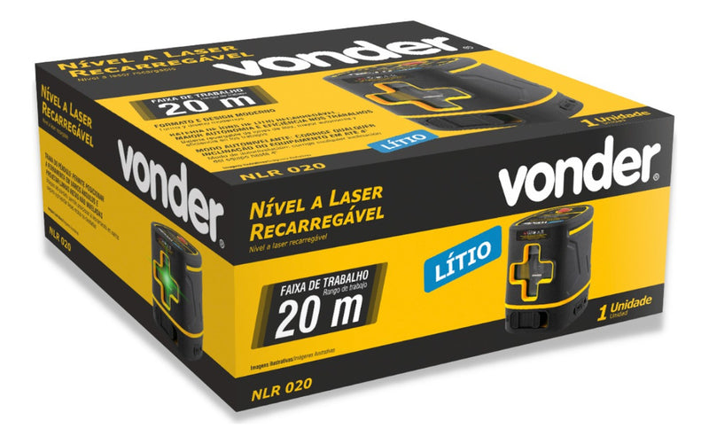 Nível A Laser Verde Recarregável 20m Nlr 020 Vonder