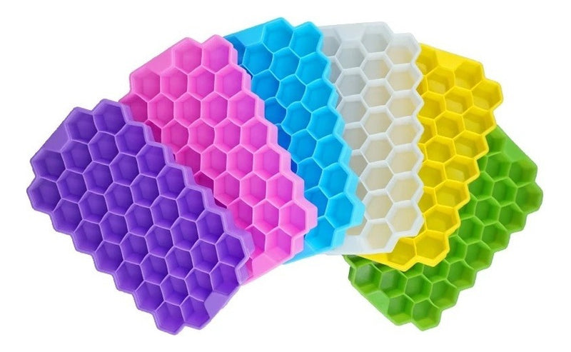 Forma Gelo Silicone Colmeia Garrafa Com Tampa 37 Cavidades Flexível Indue Variedades