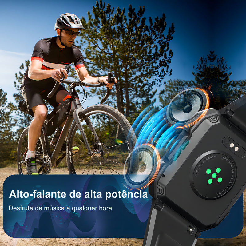 Relógio Inteligente Blackview Smart Watch W60 Lanterna Bluetooth Militar Masculina De 2,1 Polegadas Ip68 À Prova D'água 900 Mah Bateria Preta
