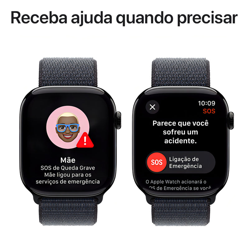 Apple Watch Series 10 GPS • Caixa preta brilhante de alumínio – 46 mm • Pulseira loop esportiva tinto