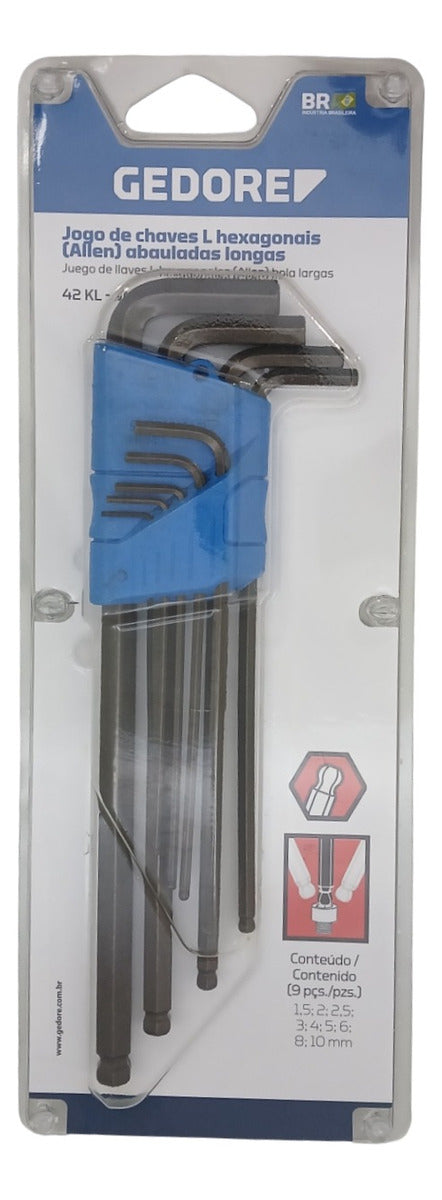 Jogo Chaves Allen Longas Abauladas 1.5mm A 10mm Gedore