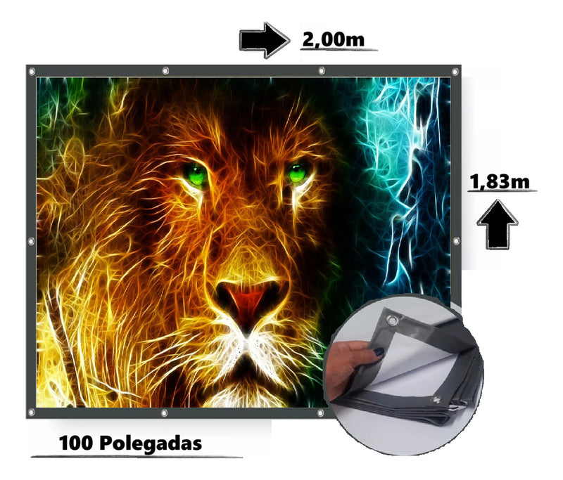 Telão De Projeção 100 Polegadas Lona Dobravel Projetor