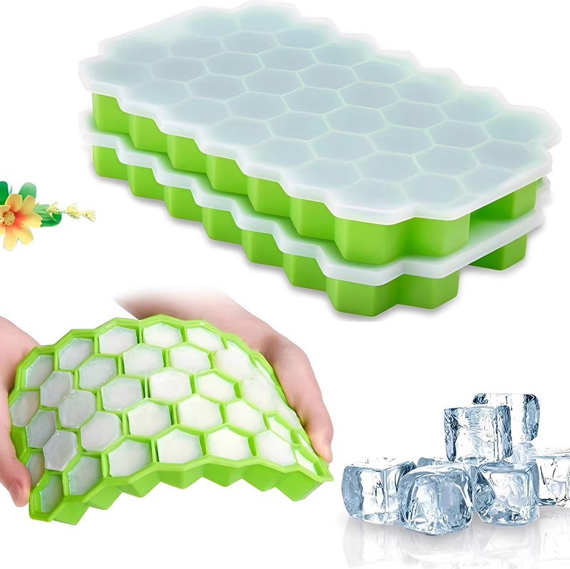 Forma Gelo Silicone Colmeia Garrafa Com Tampa 37 Cavidades Flexível Indue Variedades