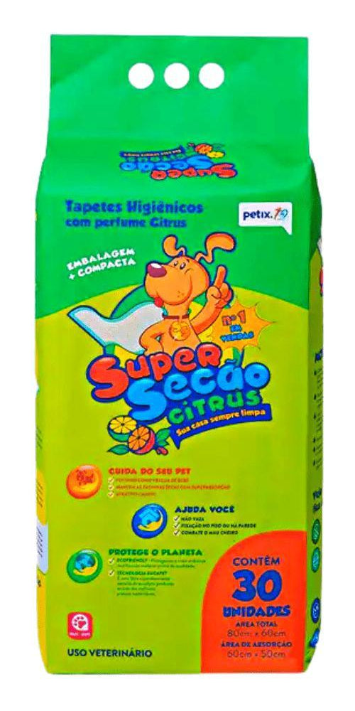 Tapete Higiênico Super Secão Citrus Com 30 Unidades