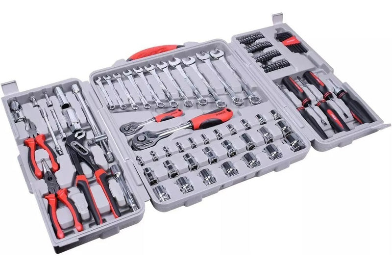 Kit Jogo De Ferramenta Maleta 110 Peças Soquete Chave Worker Cor Cinza