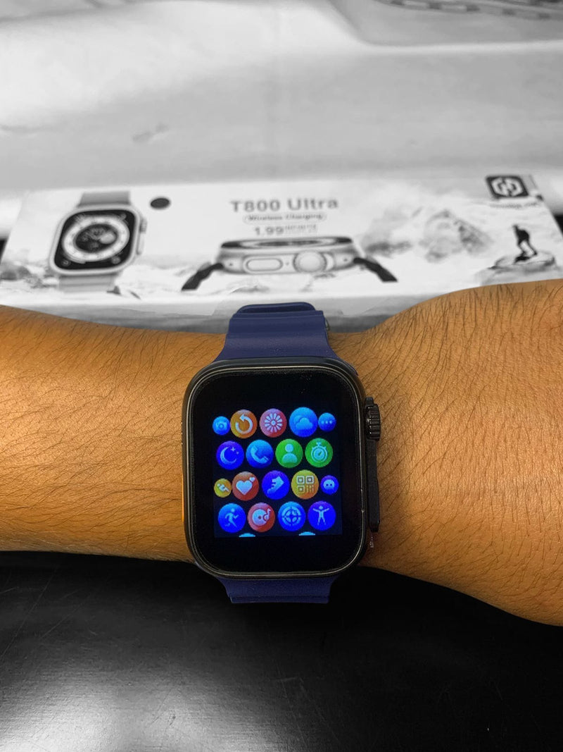 Smart Watch T800 Ultra 8, série de relógios inteligentes, 49 mm, capa sensível ao toque, cinza, malha branco
