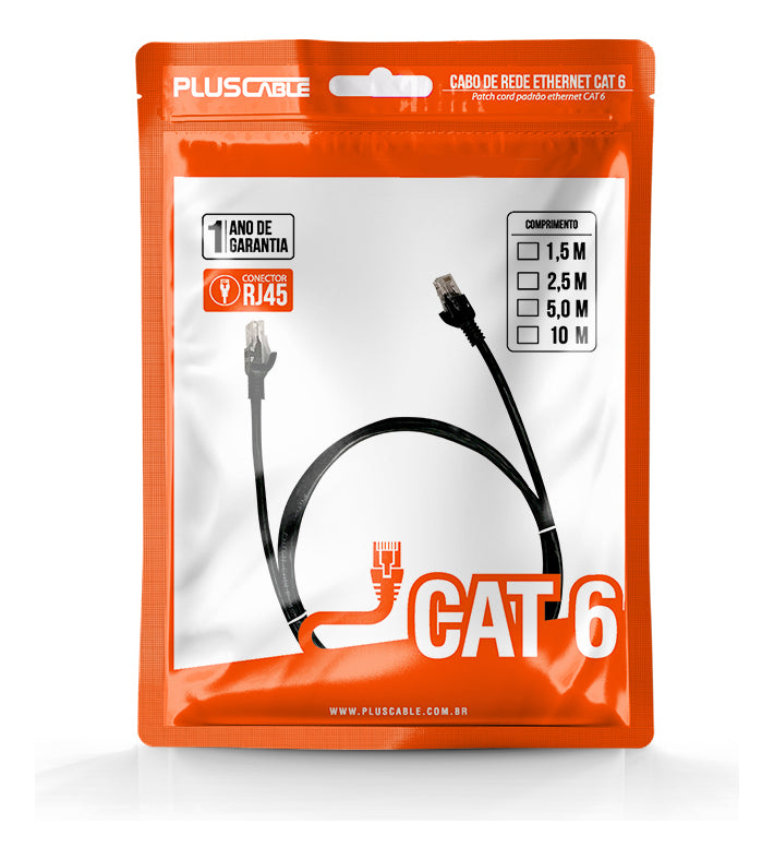 Cabo De Rede 10 Metros Internet Rj45 Cat6 Ultra Velocidade Cor Preto