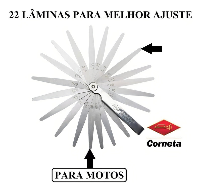 Calibre De Folga C/ 22 Laminas Regulagem Válvulas Carro Moto