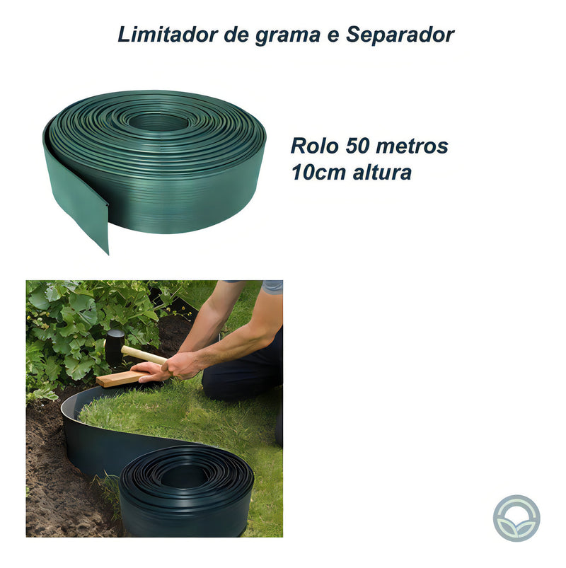 Plastimais Separador Grama Limitador Jardim Borda 10cm X 50m Nacional Cor Verde-escuro