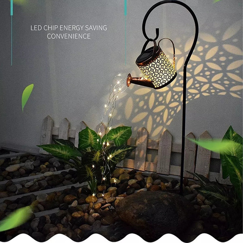 Regador Solar Led Para Jardim Com Luz Decorativa Fio Cobre