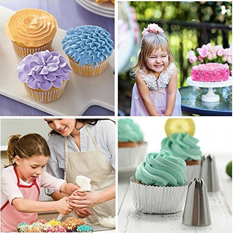 12 Bicos Confeitar Bolo Doce + Acoplador + Saco Confeiteiro