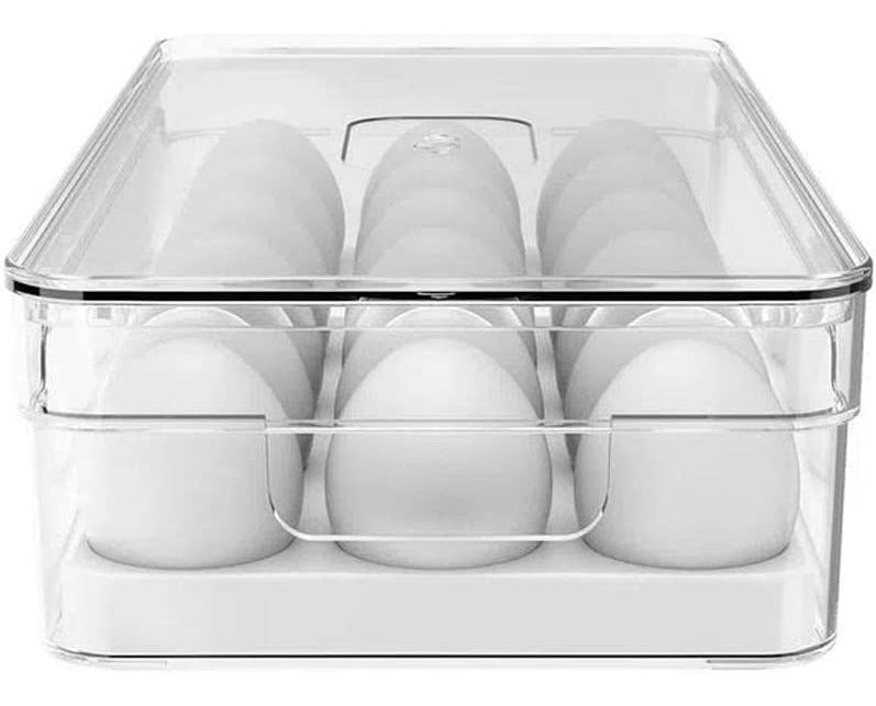 Organizador Porta Ovos 18 unidades Com Tampa Geladeira Cozinha