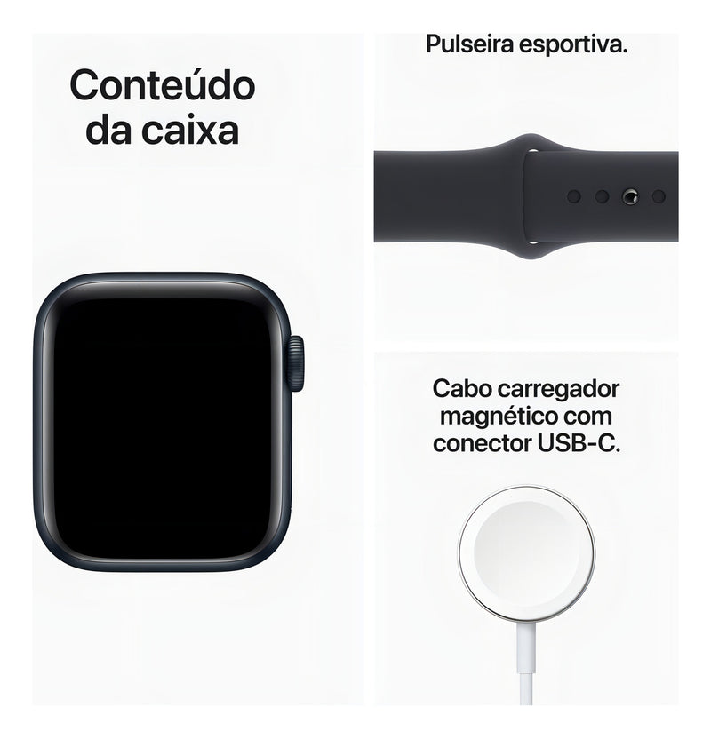 Apple Watch SE GPS - Caixa meia-noite de alumínio 40 mm - Pulseira esportiva meia-noite - 2 GERAÇÃO