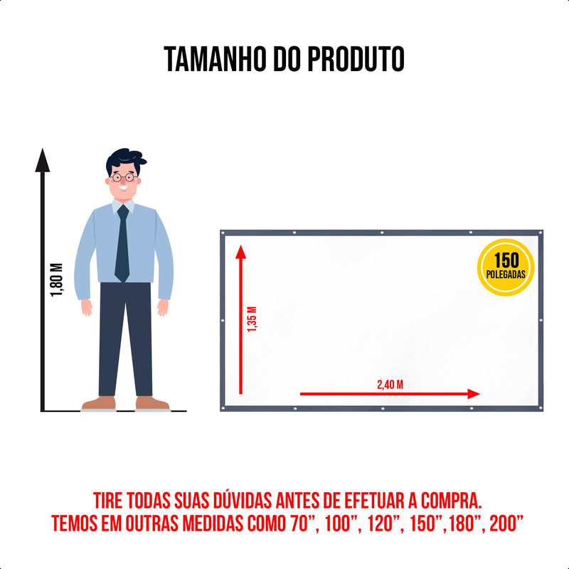 Telão De Projeção 150 Polegadas Datashows E Projetor