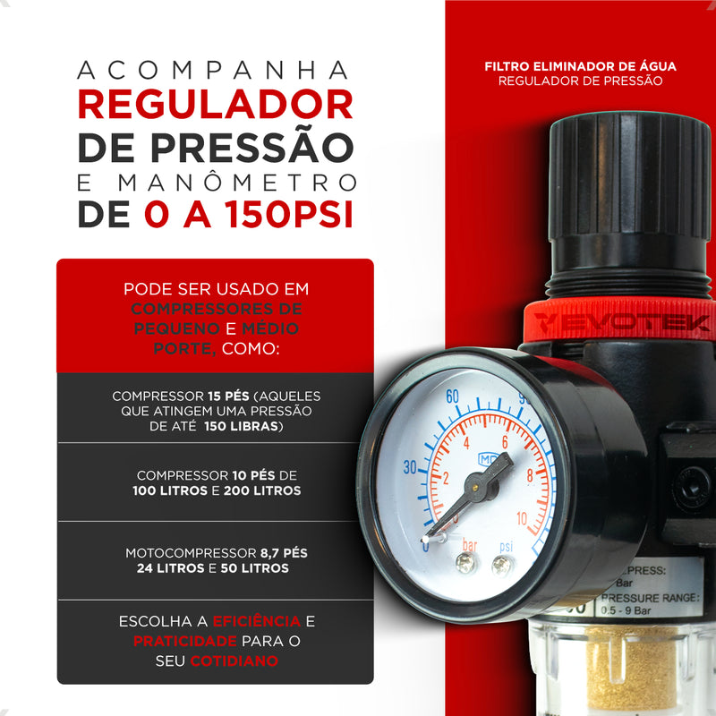 Filtro Ar 1/4 Eliminador De Água Suporte Pressão Compressor