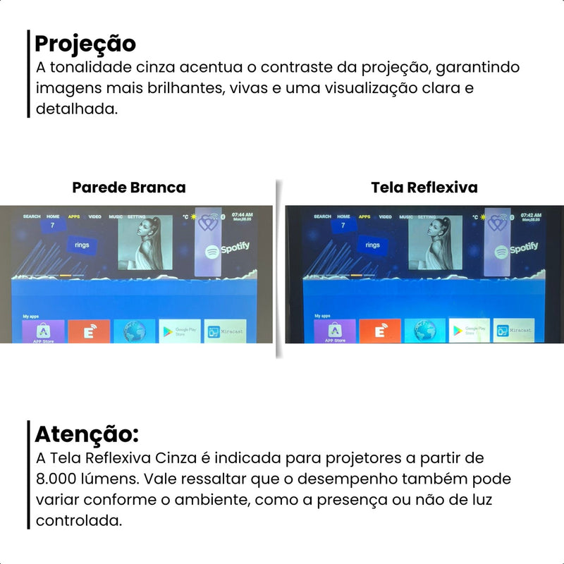 Tela Reflexiva Para Projetor 16:9 100 Polegadas Salange Cor Cinza