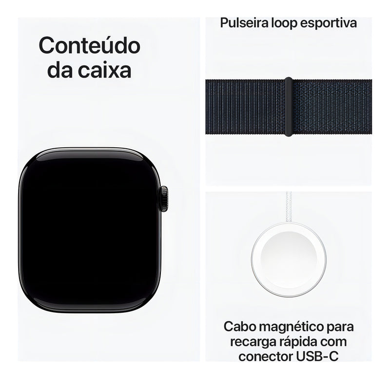 Apple Watch Series 10 GPS • Caixa preta brilhante de alumínio – 46 mm • Pulseira loop esportiva tinto
