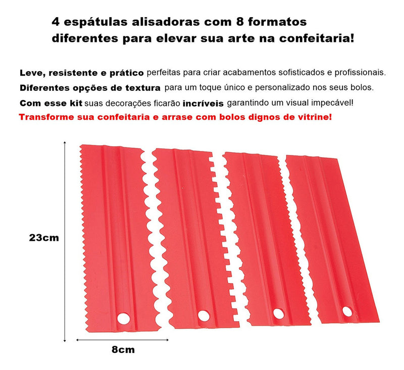Espátulas Decorativas Grande De Bolos 4 Peças 8 Desenhos