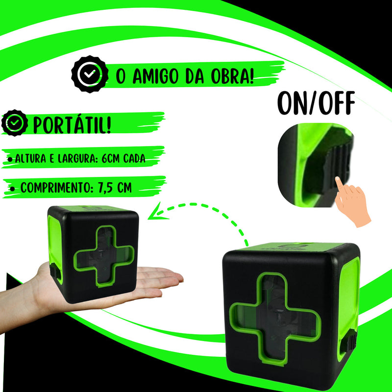 Nível A Laser Verde 2 Linhas Esquadro + Suporte + Tripé Recarregavel Profissional Prumo 20m Autonivelante Haixia