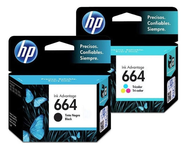Kit Cartucho Hp 664 Preto E Hp 664 Colorido