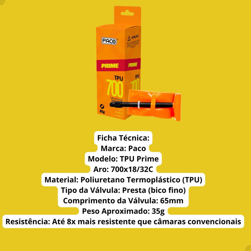 Câmara De Ar Tpu Speed 700x18-32c Presta 65mm Ultra Leve