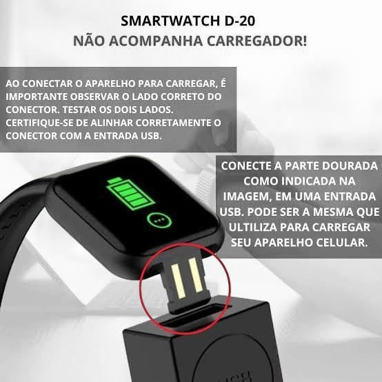 Relógio Smartwatch D20 Digital Inteligente P/ Homem Mulher Cor da caixa Preto Cor da pulseira Preto Cor do bisel Preto