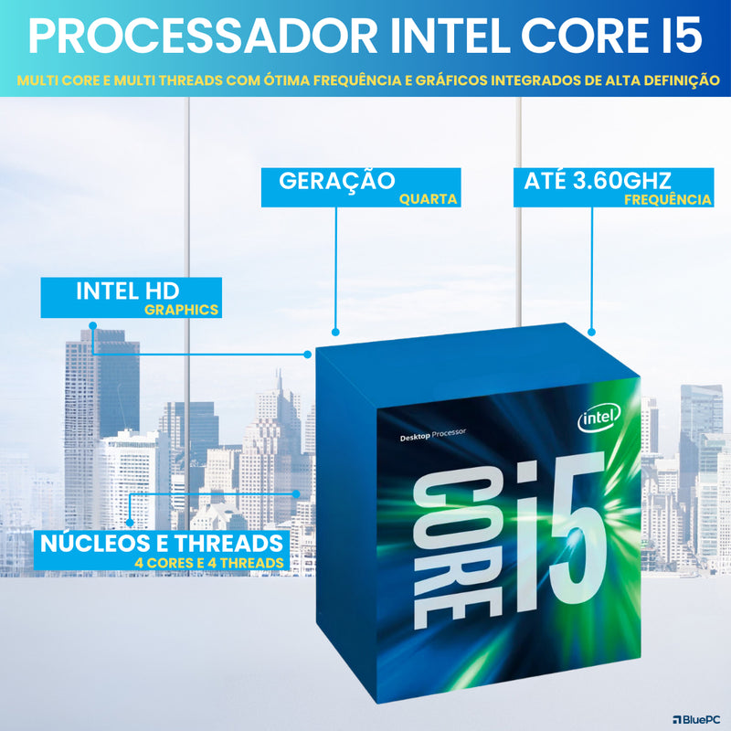 Computador Completo Fácil Office Intel Core I5 4570 4ª Geração 16gb Ram 240gb Ssd Monitor 20 75hz Hdmi Windows 10 Pro Trial Cdf-099of