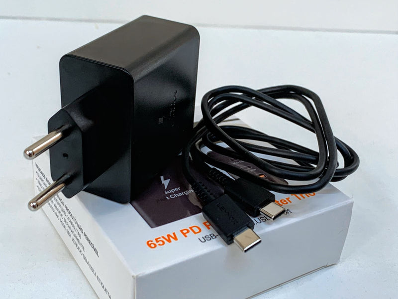 Carregador 2x Usb-c Pd 65w + 30w + Usb-a 30w C/ Cabo Usb-c/c
