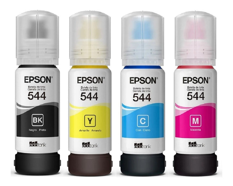 Kit Refil Epson 544 Preto Amarelo Ciano Magenta Tinta 4 cores