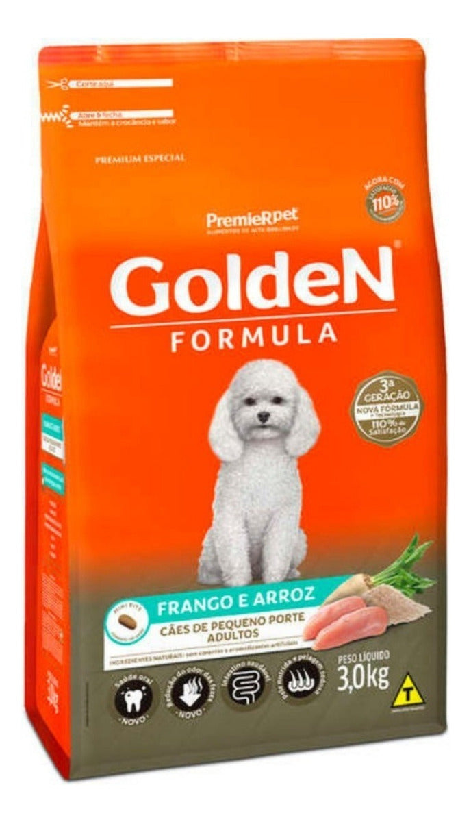 Golden Formula ração para cachorro adulto de raça pequena sabor frango e arroz 3kg