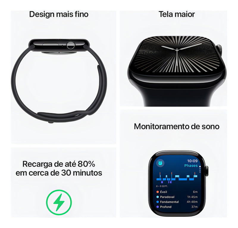 Apple Watch Series 10 GPS • Caixa cor de ouro rosa de alumínio – 46 mm • Pulseira esportiva blush-clara – M/G