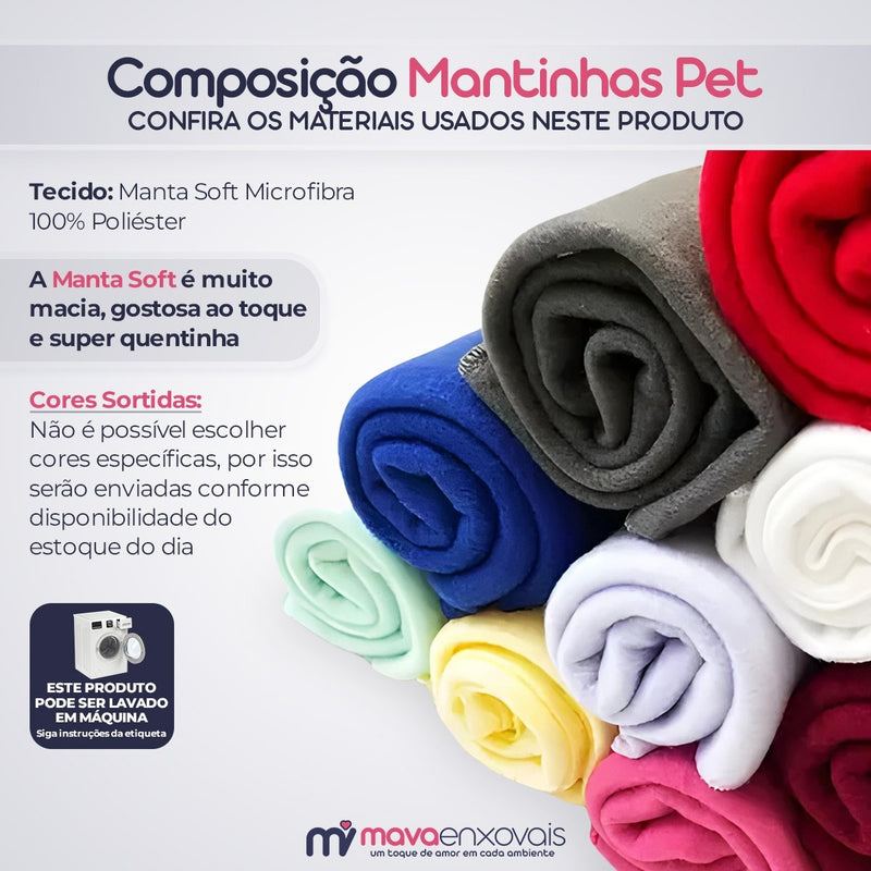 Cobertor Manta Pet De Microfibra 90 X 110cm - Kit 10un