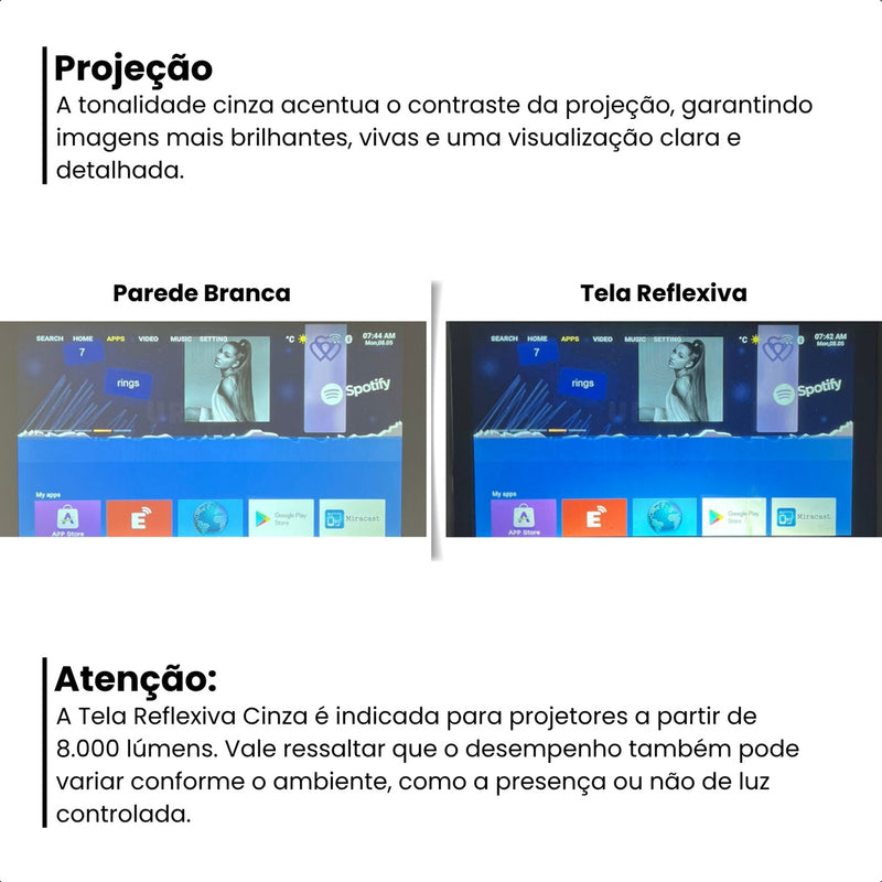 Tela reflexiva para data show projeção 16:9 com 120 polegadas Salange cor cinza