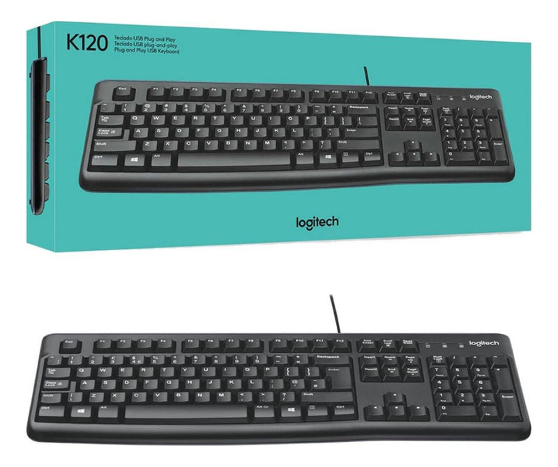 Teclado Com Fio Usb Logitech K120 Com Layout Abnt2 Cor de teclado Preto Idioma Português Brasil QWERTY