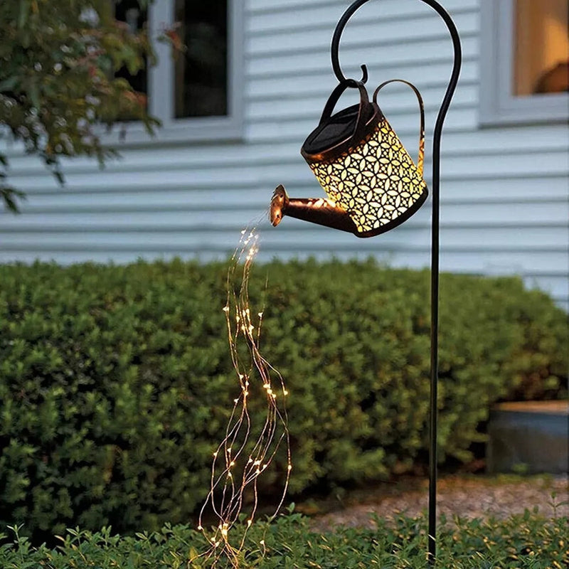 Regador Solar Led Para Jardim Com Luz Decorativa Fio Cobre