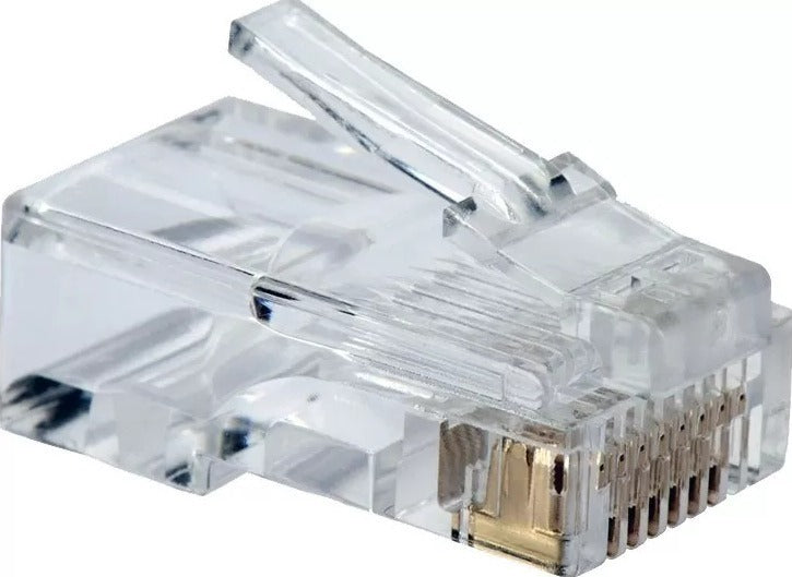 Kit 100 Conector Rj45 Utp Cat5e Banho De Ouro Cabo De Rede - MARCA LINK+
