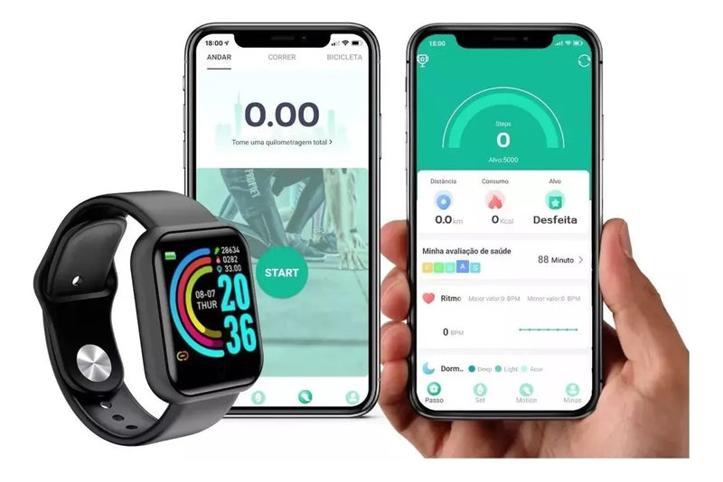 Relógio Smartwatch D20 Digital Inteligente P/ Homem Mulher Cor da caixa Preto Cor da pulseira Preto Cor do bisel Preto