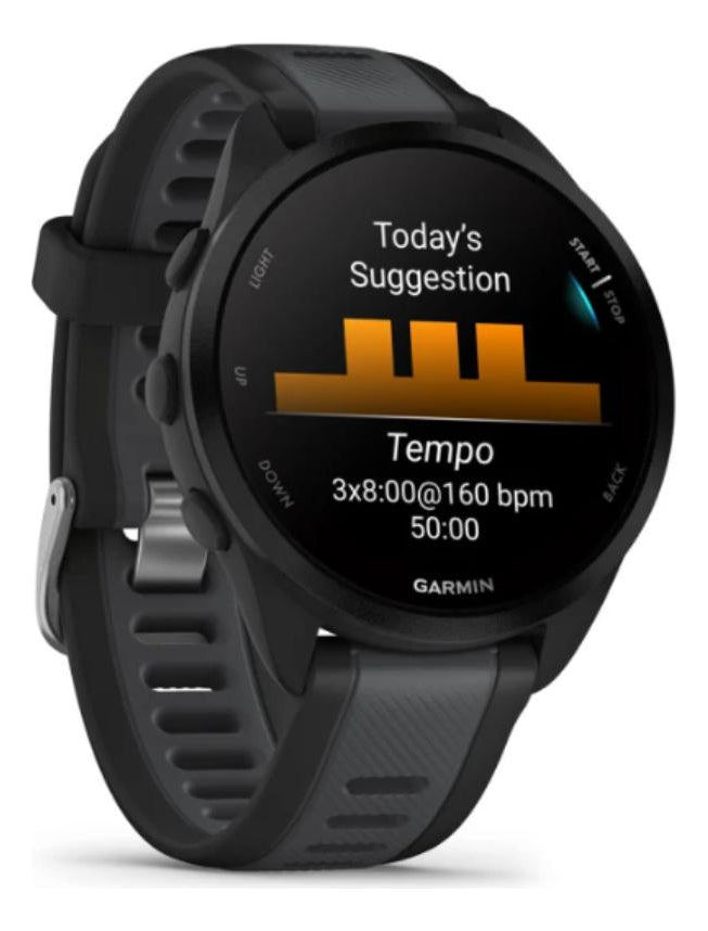 Garmin Forerunner 165 Smartwatch, Tela AMOLED 43mm, Pulseira Esportiva Preto, Compatível com Android/iOS, GPS Integrado e Resistente à Água 5 ATM