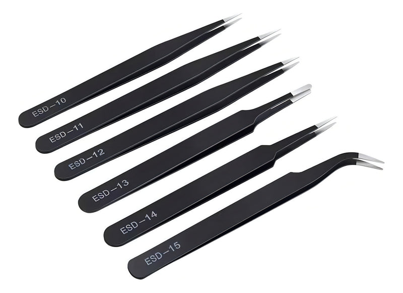 Kit 6 Pinças Anti Estática Para Eletrônica Artesanato Solda Ruslly