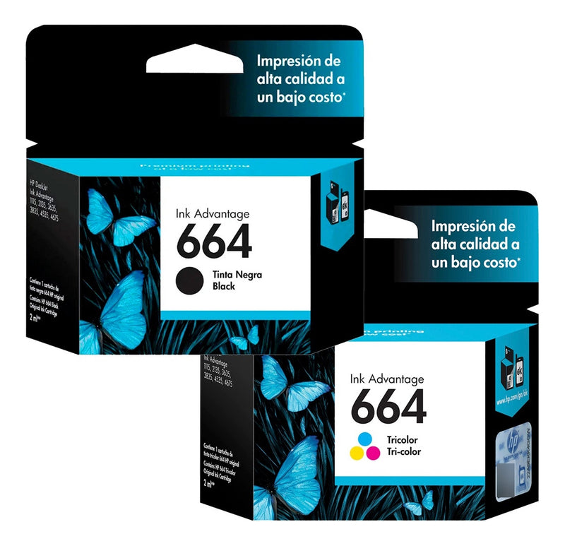 Kit Cartucho Hp 664 Preto E Hp 664 Colorido