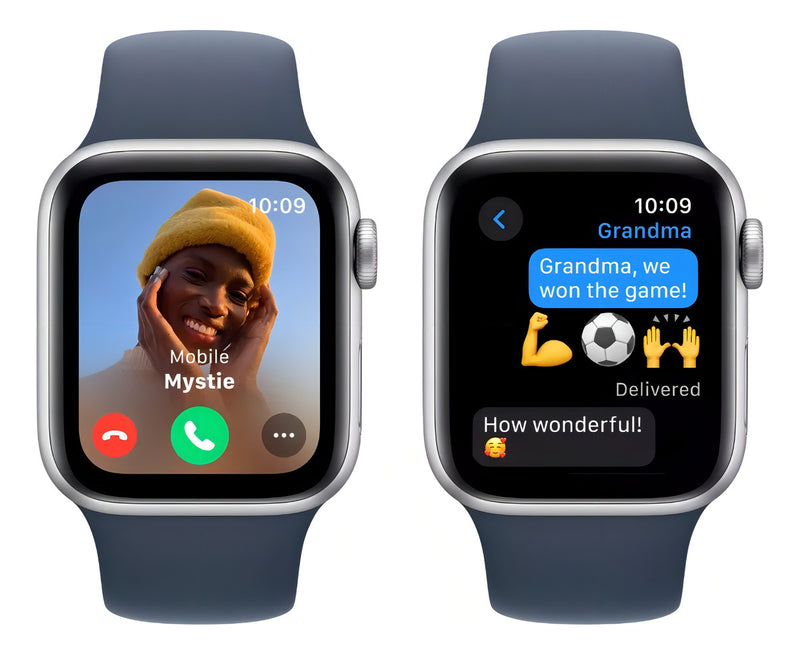 Apple Watch SE GPS (2da gen) • Caixa prateada de alumínio – 40 mm • Pulseira esportiva azul-tempestade – M/G