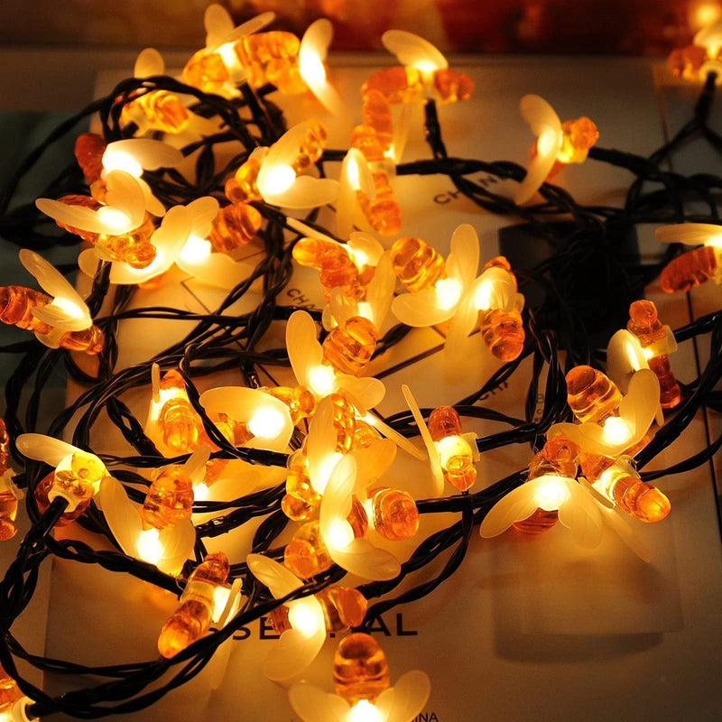 Solar Cordão Fio De Luz 50 Abelhas De Led 7 Metros Decorar