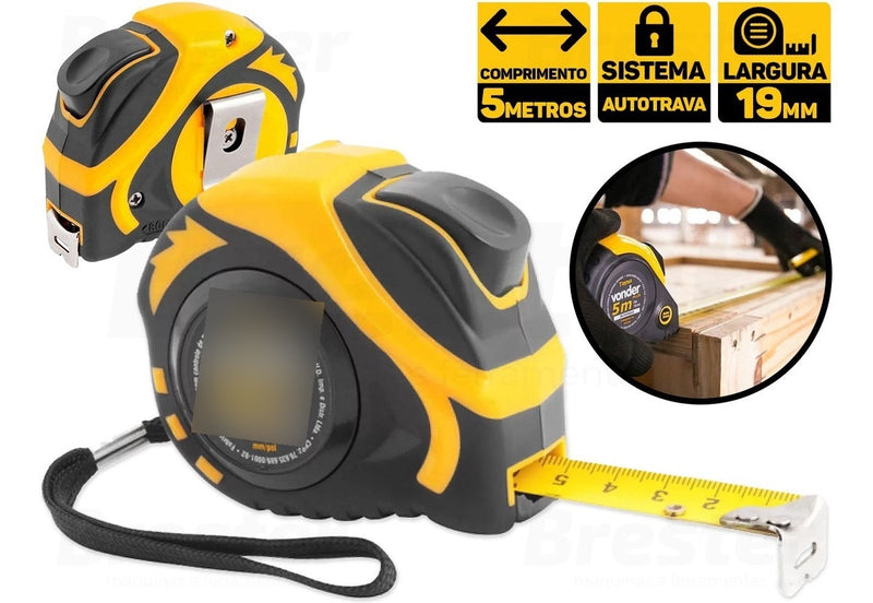 Trena De Aço 5mts X 19mm Auto Trava Vonder Plus