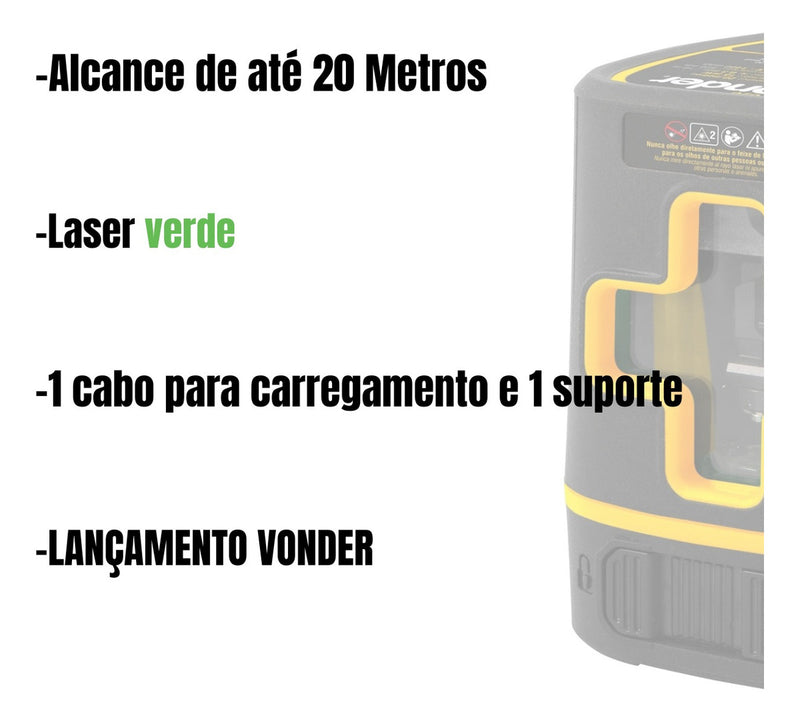 Nível A Laser Verde Recarregável 20m Nlr 020 Vonder