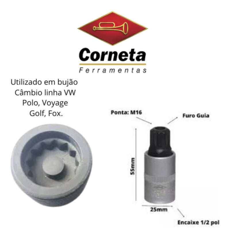 Jogo Soquete Bits Multidentado 1/2pol Com 5 Peças Corneta